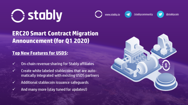 USDS Smart Contract Migration Announcement for Q1 2020-Stably